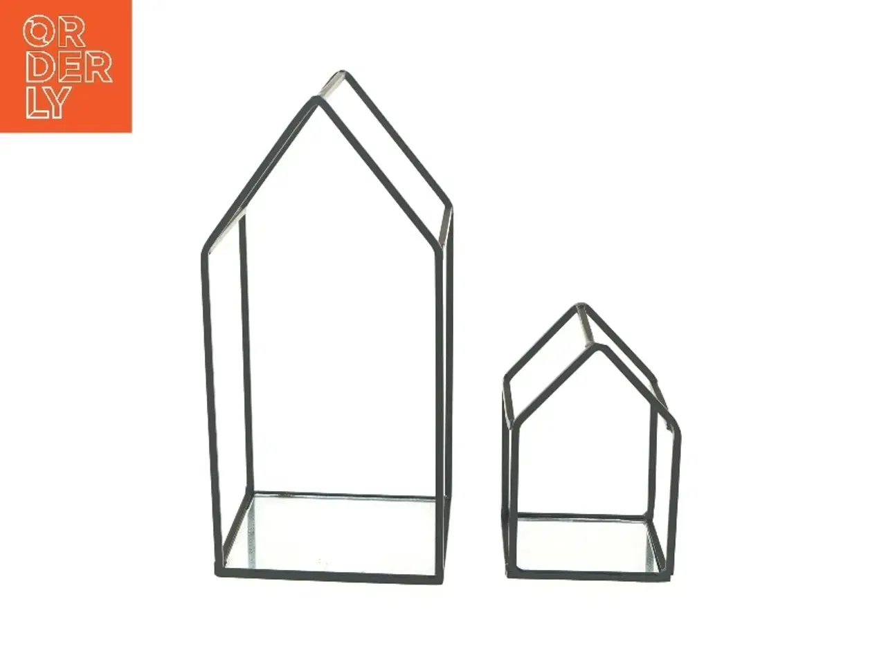 Billede 1 - Metal husformede dekorationslysestager (str. 25x12x12 & 13x8,5x8,5 cm)