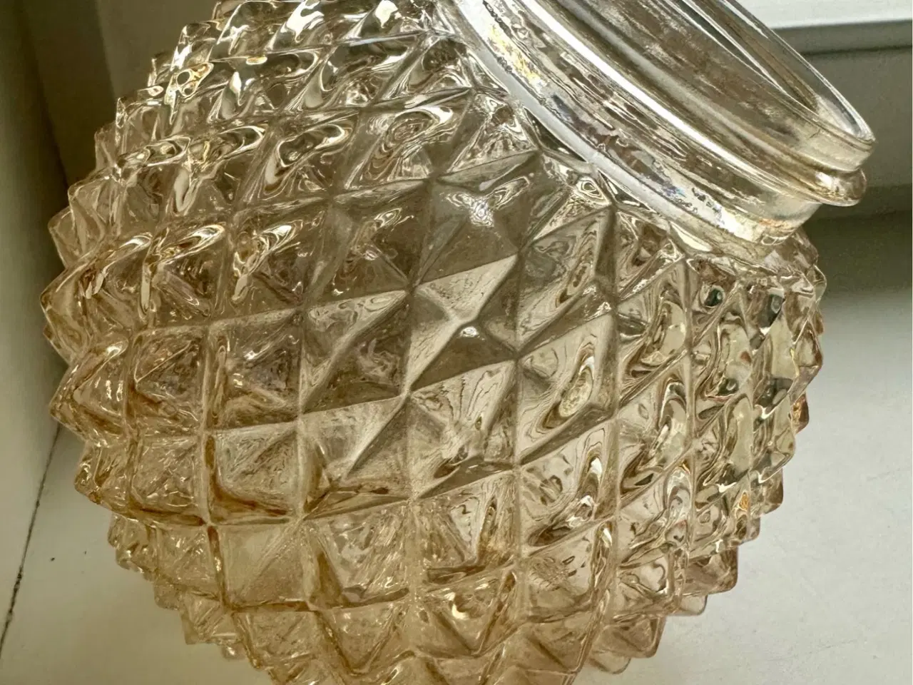 Billede 3 - Smuk art deco glaskuppel i cognac farvet glas
