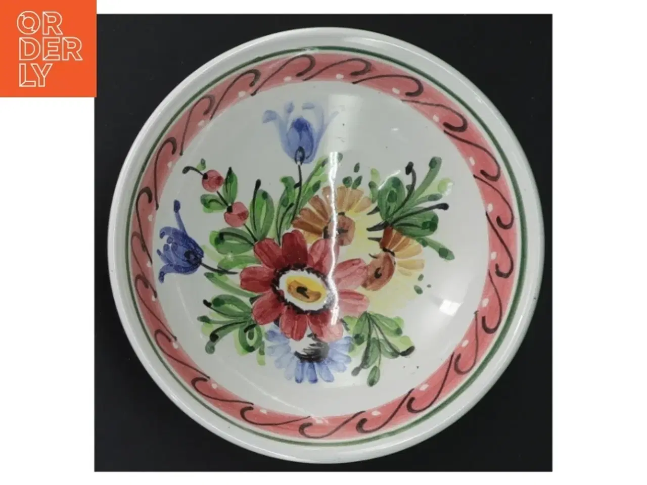 Billede 3 - Dekorativ skål med blomstermotiv (str. Ø 13 cm)