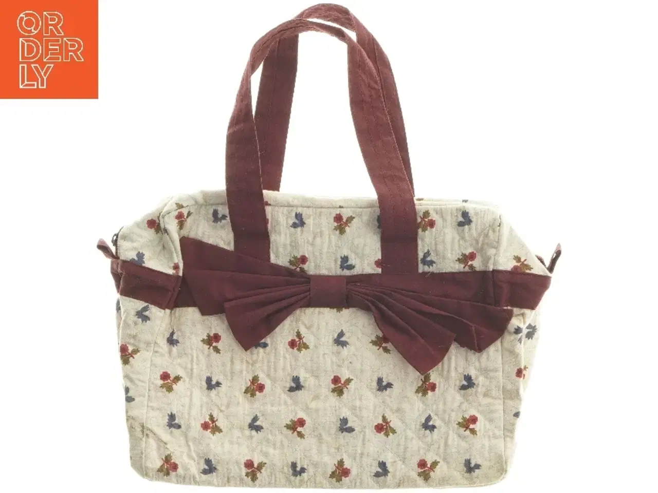 Billede 1 - Ny Blomstret toilet taske med sløjfe (str. 21,5x32,5 cm) med vandfast foer