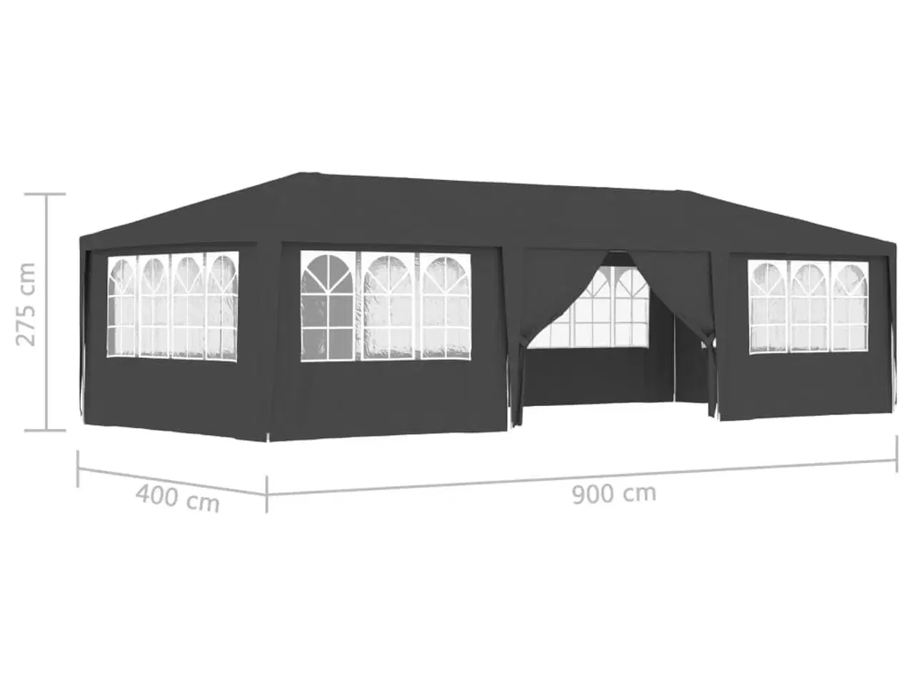 Billede 9 - Festtelt med sidevægge 4x9 m 90 g/m² antracitgrå