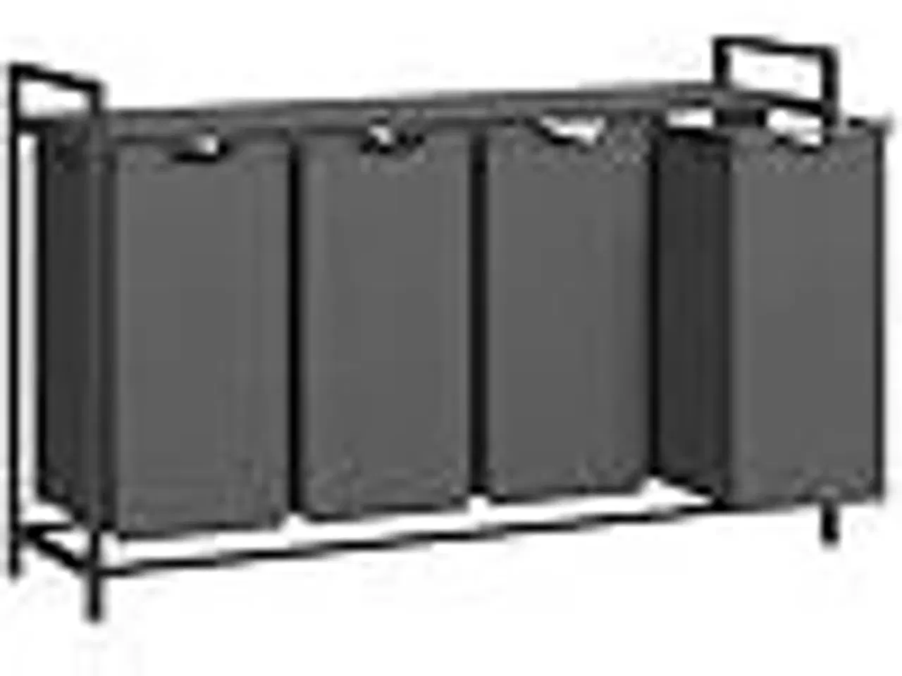 Billede 2 - Vasketøjskurv med 4 rum udtrækkelige poser, hylde, metalstel, 4 × 40 l, 116 × 33 × 72 cm, sort/grå