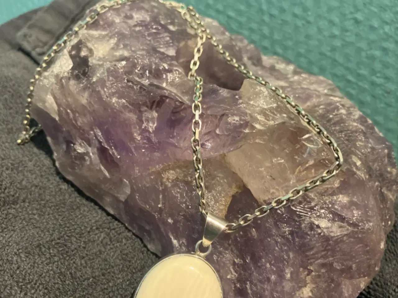 Billede 1 - Vintage halssmykke - sterling og elfenben 