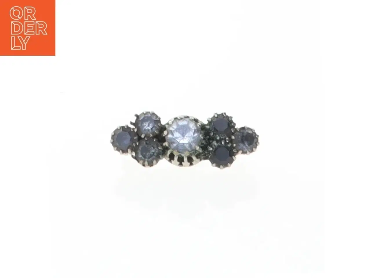 Billede 1 - Sølvbroche med blå sten (str. 3,5 x 1,3 cm)