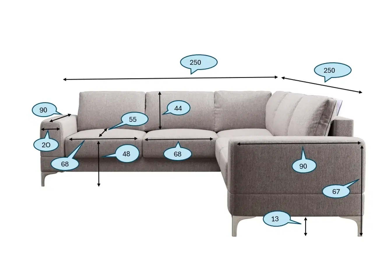 Billede 6 - ARIADNA MAX HJØRNESOFA 250X250 MED SOVEFUNKTION