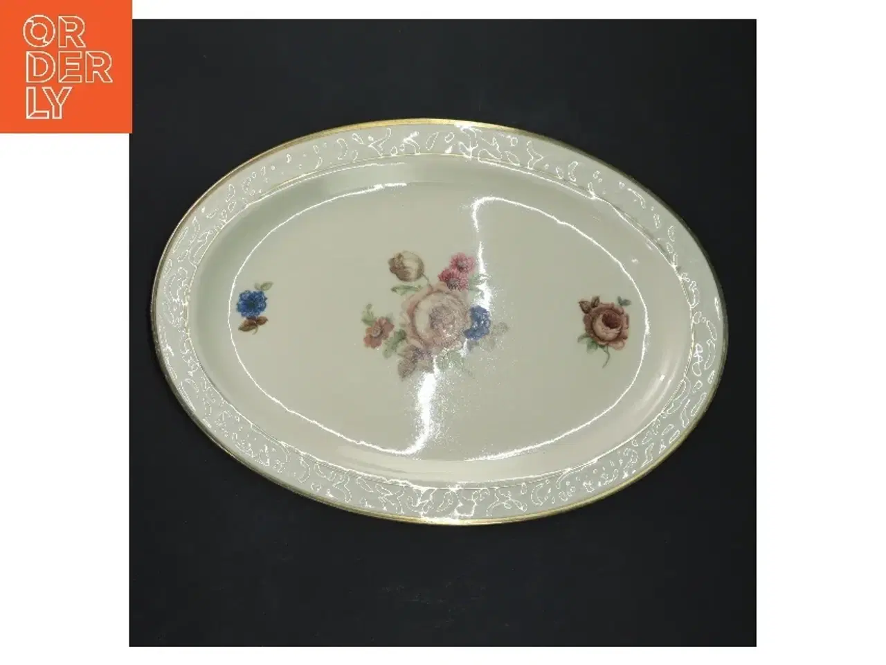 Billede 2 - Ovalt porcelænsfad med blomster fra KPM (str. Ø 26,5xØ 18,5 cm)