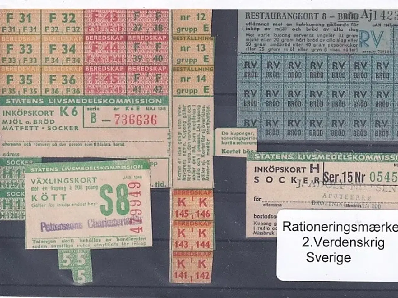 Billede 1 - Rationeringsmærker - 2. Verdenskrig - Sverige