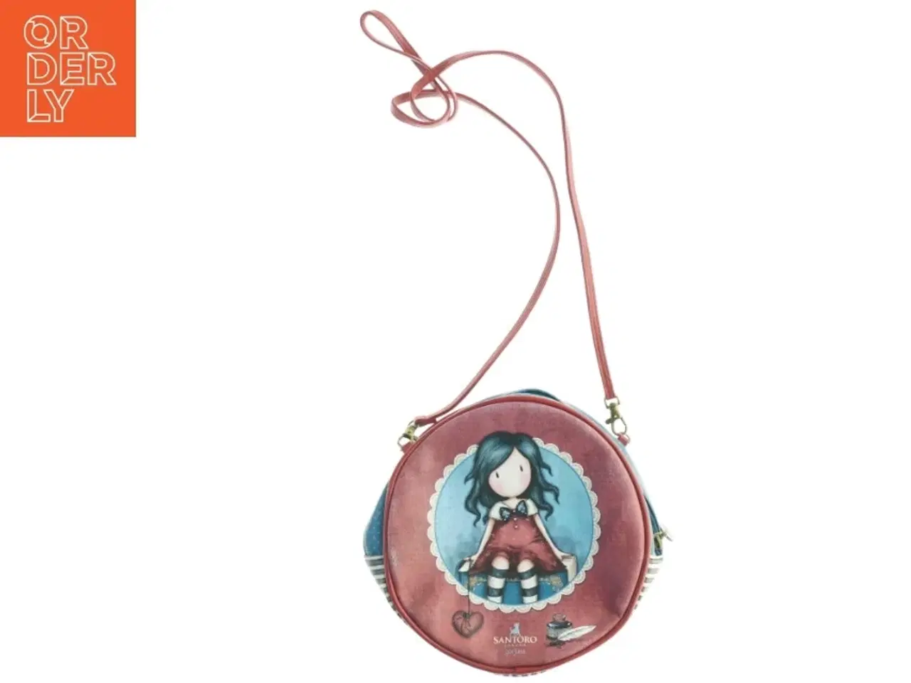 Billede 2 - Rund skuldertaske med Gorjuss motiv fra Santoro (str. Diameter, 20 cm x 7 cm)