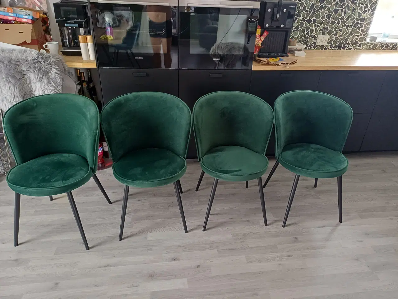 Billede 3 - 4 grønne spisebordsstole 