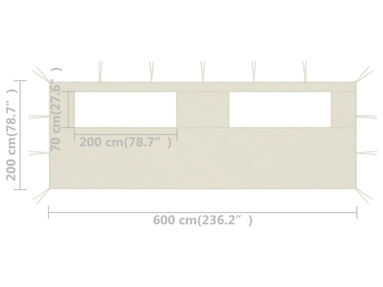 Billede 4 - Pavillonvæg med vinduer 6x2 m cremefarvet
