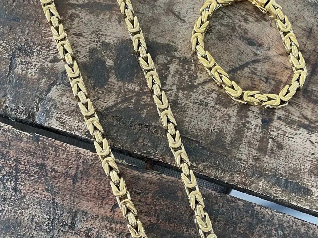 Billede 3 - 8mm 14kt goldfilled kongekæde sæt med kasselås