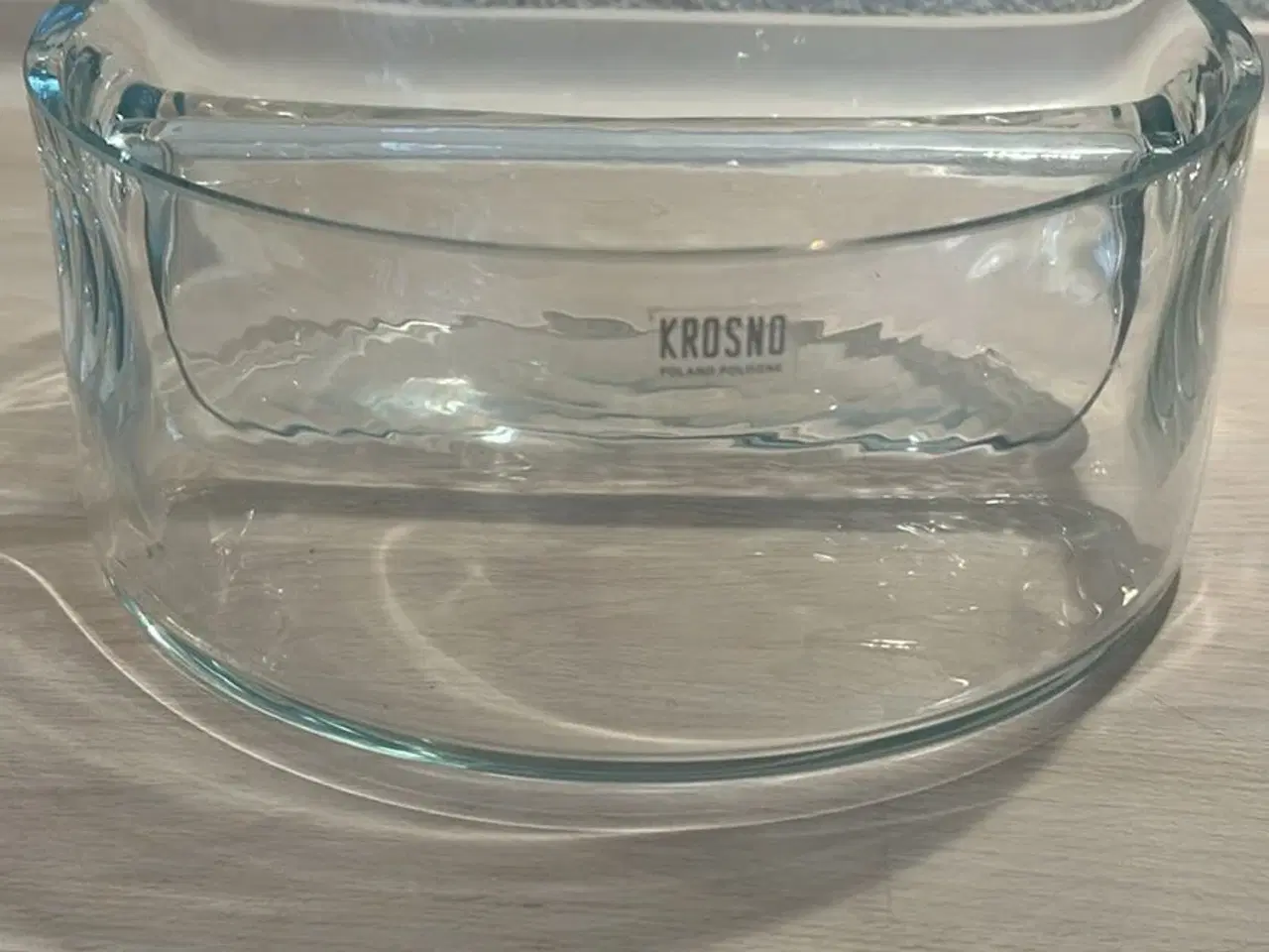 Billede 4 - Flot salatskål i glas med to rum.