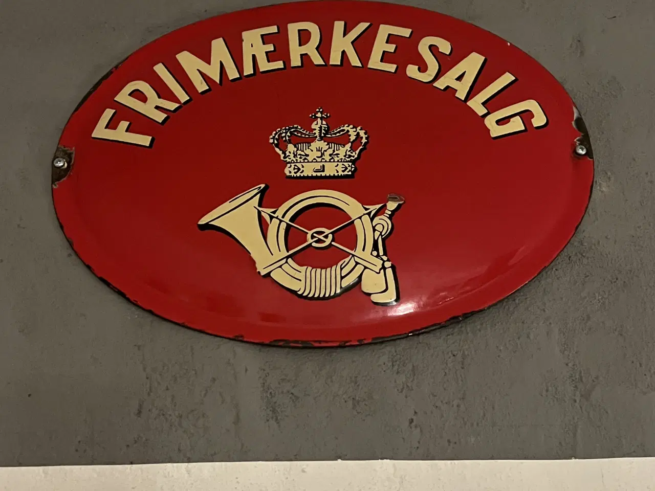 Billede 1 - Emaljeskilt, oval, Frimærkesalg