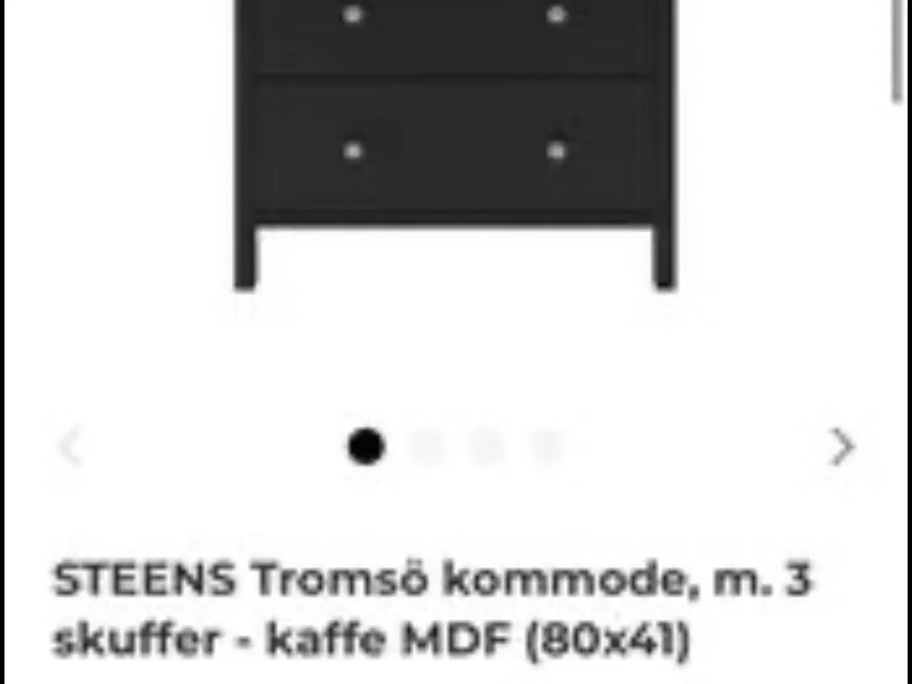 Billede 1 - Tromsö kommode, m. 3 skuffer - kaffe MDF. Helt ny