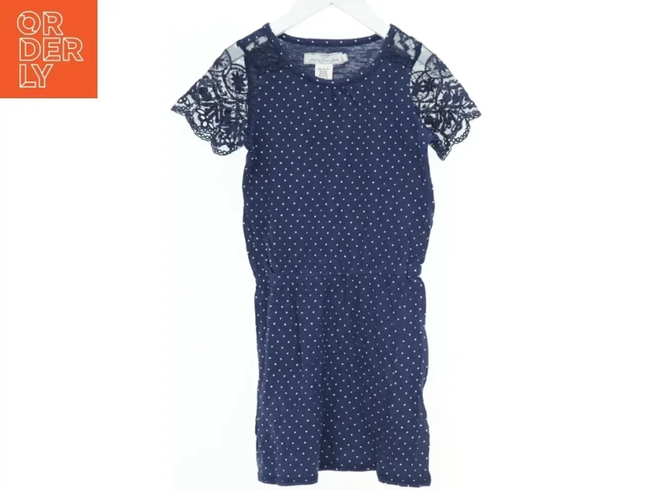 Billede 1 - Blå prikket kjole med blonde detaljer fra Logg (str. 140)