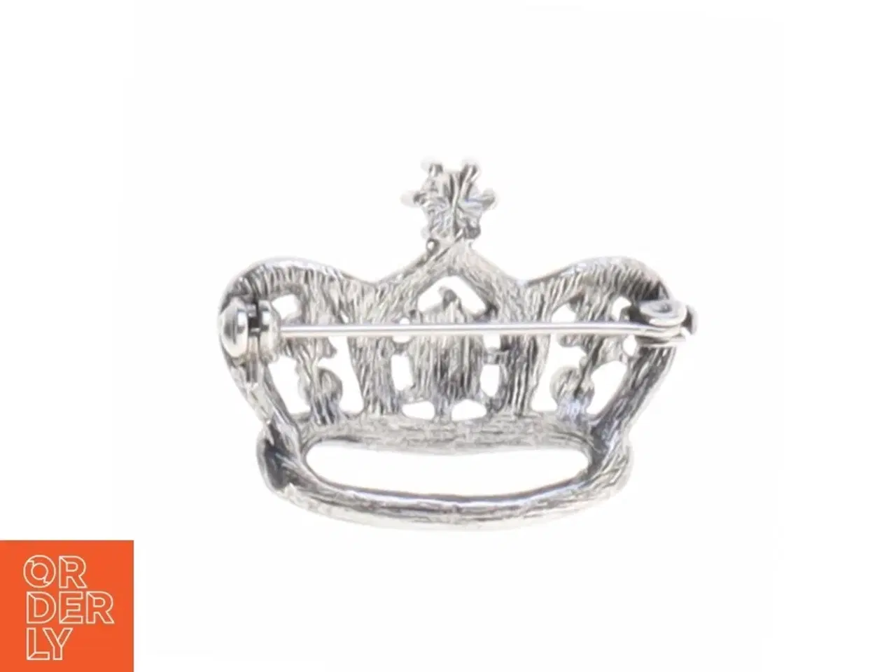Billede 2 - Broche i form af en krone med rhinsten og lilla sten (str. 3,1 x 2,5 cm)