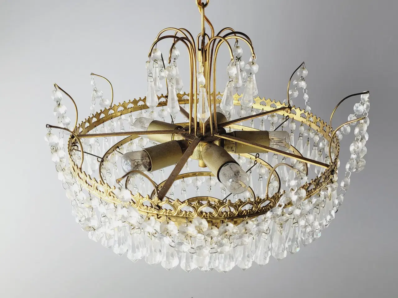 Billede 5 - ⭐️: Smuk Vintage Prismelysekrone i Messing