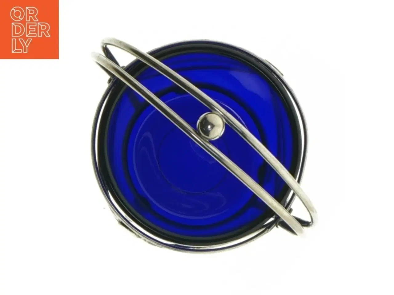 Billede 4 - Blå glas krukke med metalhængelåg (str. 15 cm)