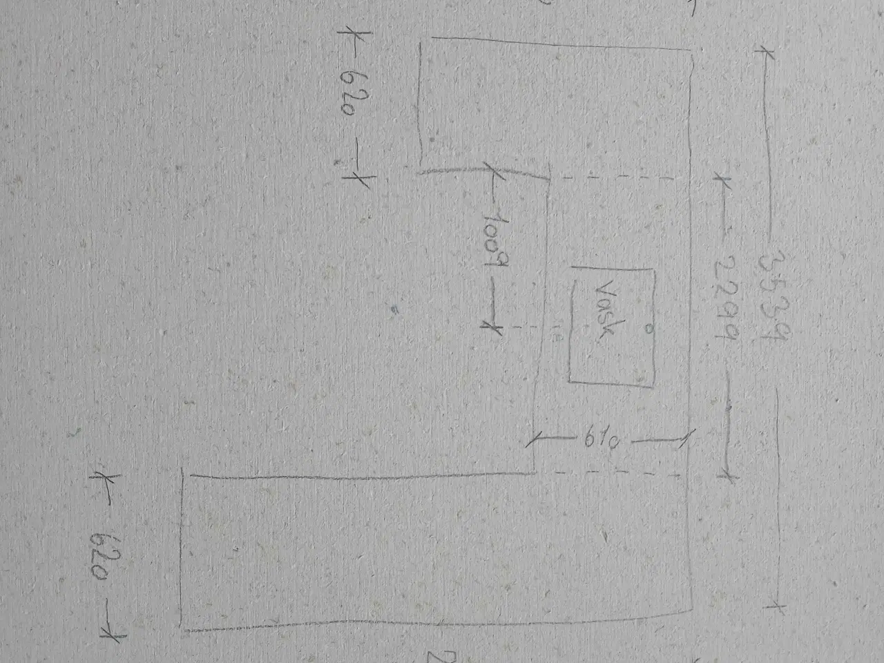 Billede 1 - Hvid laminat bordplade med underlimet vask.