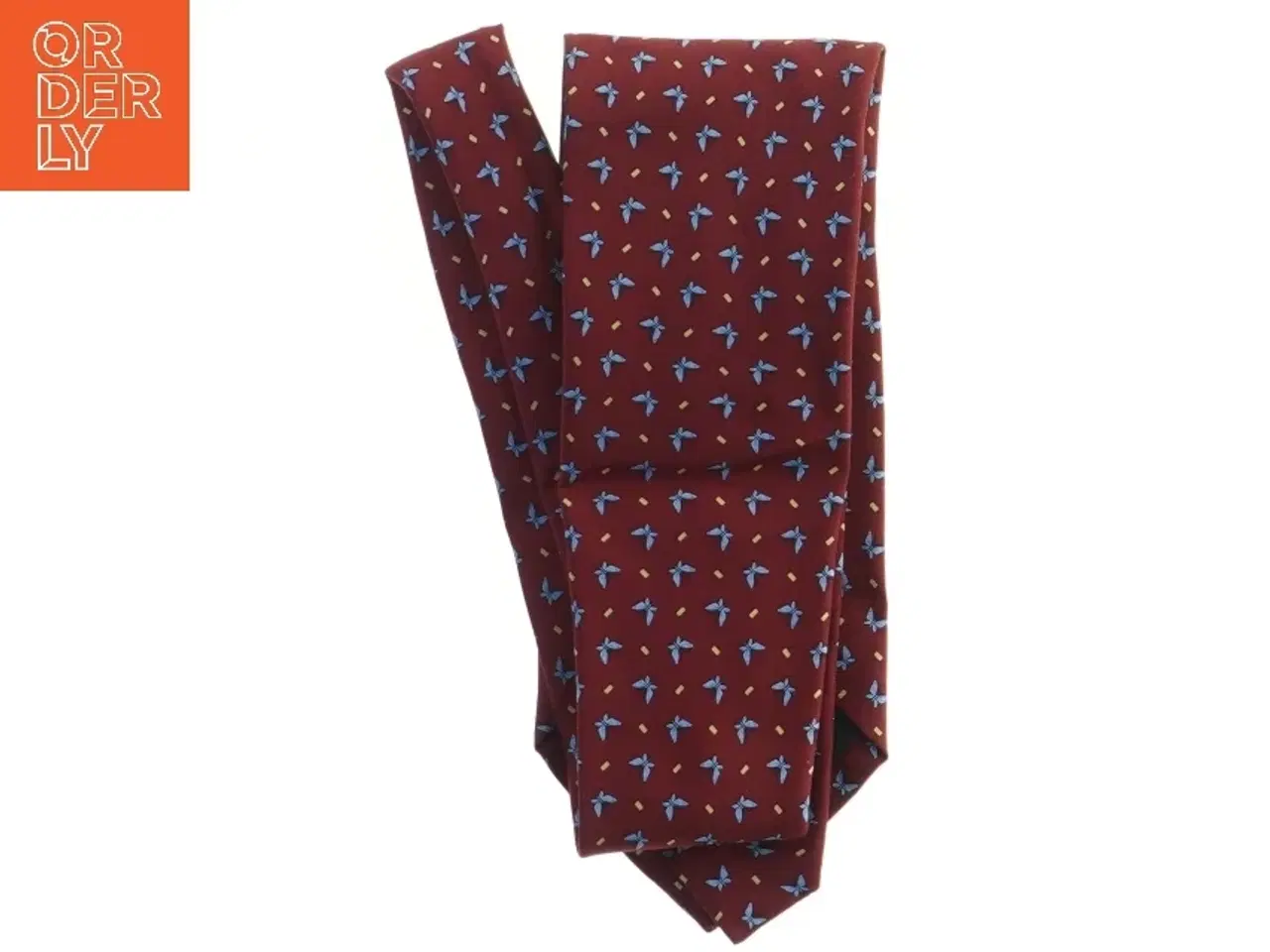Billede 2 - Slips med små blå blomster på rød baggrund (str. 154 cm)