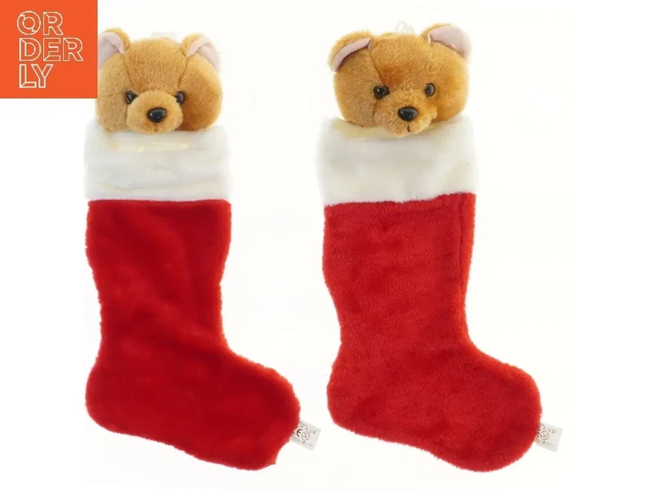Billede 1 - Julestrømper med bamsehoved (str. 2 stk 50 cm)
