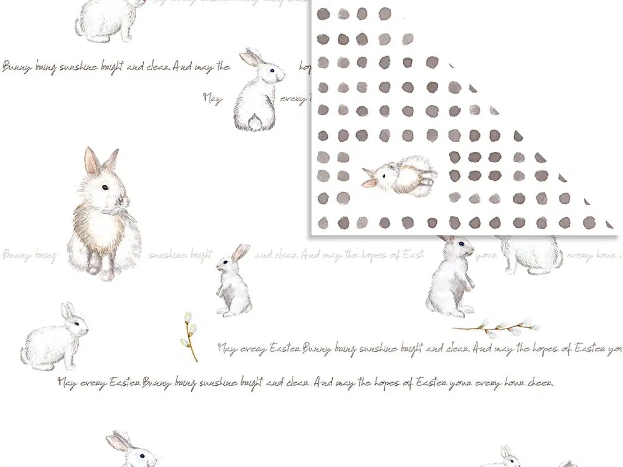 Billede 1 - Designpapir med Kaniner - 5 ark, 30,5x30,5 cm