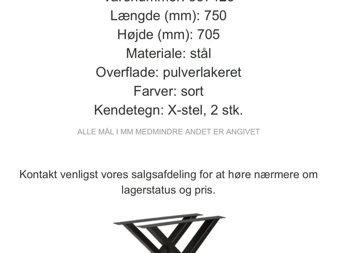 Billede 2 - X bordstel 