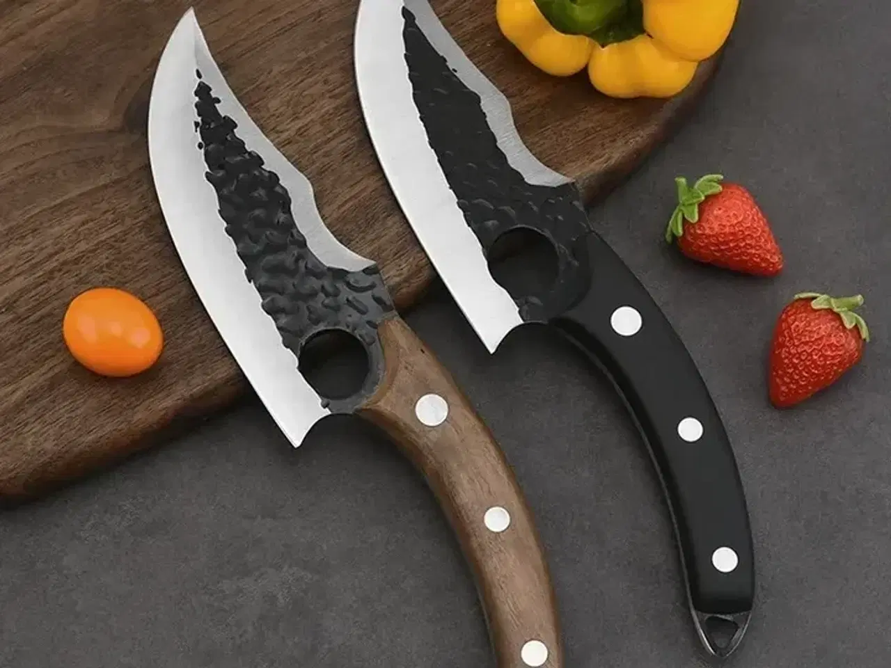 Billede 3 - Ergonomisk japansk urtekniv – Ergonomisk japansk urtekniv – valnøddeskaft
