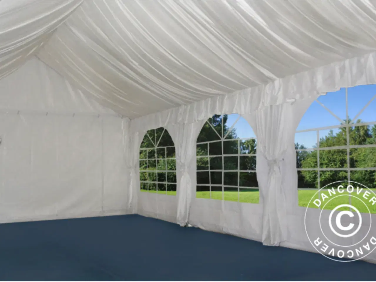 Billede 2 - Partytelt m. Drapering 5x10m PVC, Hvid