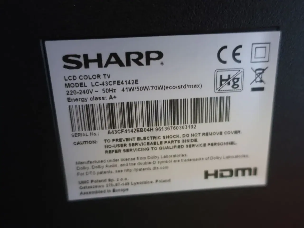 Billede 6 - 43 " fjernsyn SHARP LC-43CFE4142E