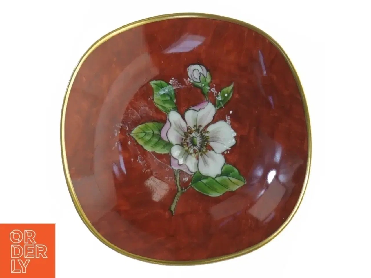 Billede 1 - Keramikfad med blomstermotiv (str. 12 x 12 cm)