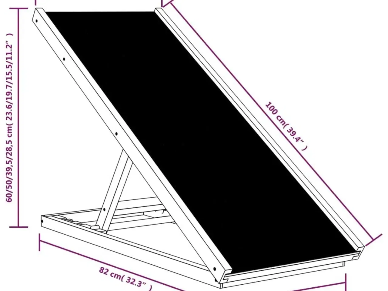 Billede 9 - Hunderampe 100x40 cm massivt fyrretræ grå