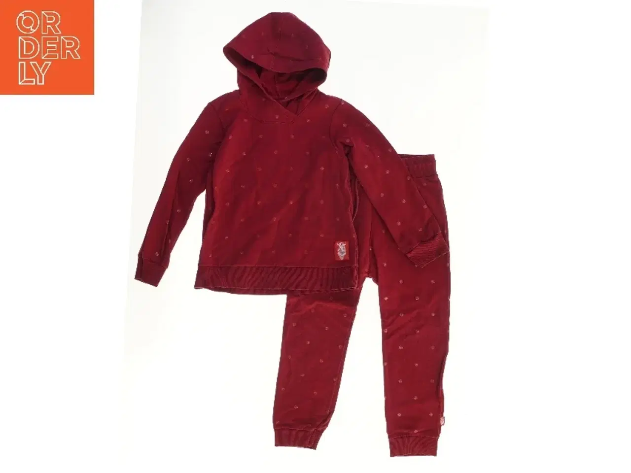 Billede 1 - Danefæ mørkerødt sweatsæt med hættetrøje (str. 128)