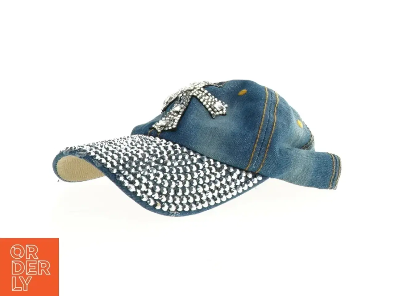 Billede 1 - Denim kasket med rhinesten (str. Ø, 16 cm)