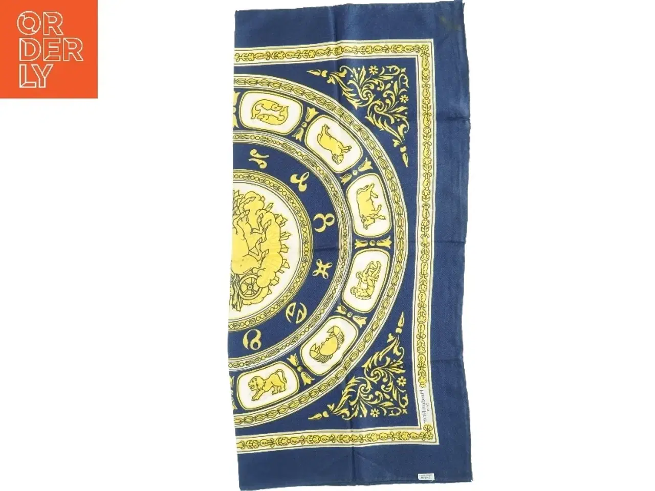 Billede 6 - Blåt og gult tørklæde med zodiaktegn fra Bianchini Férier (str. 75 x. 78 cm)