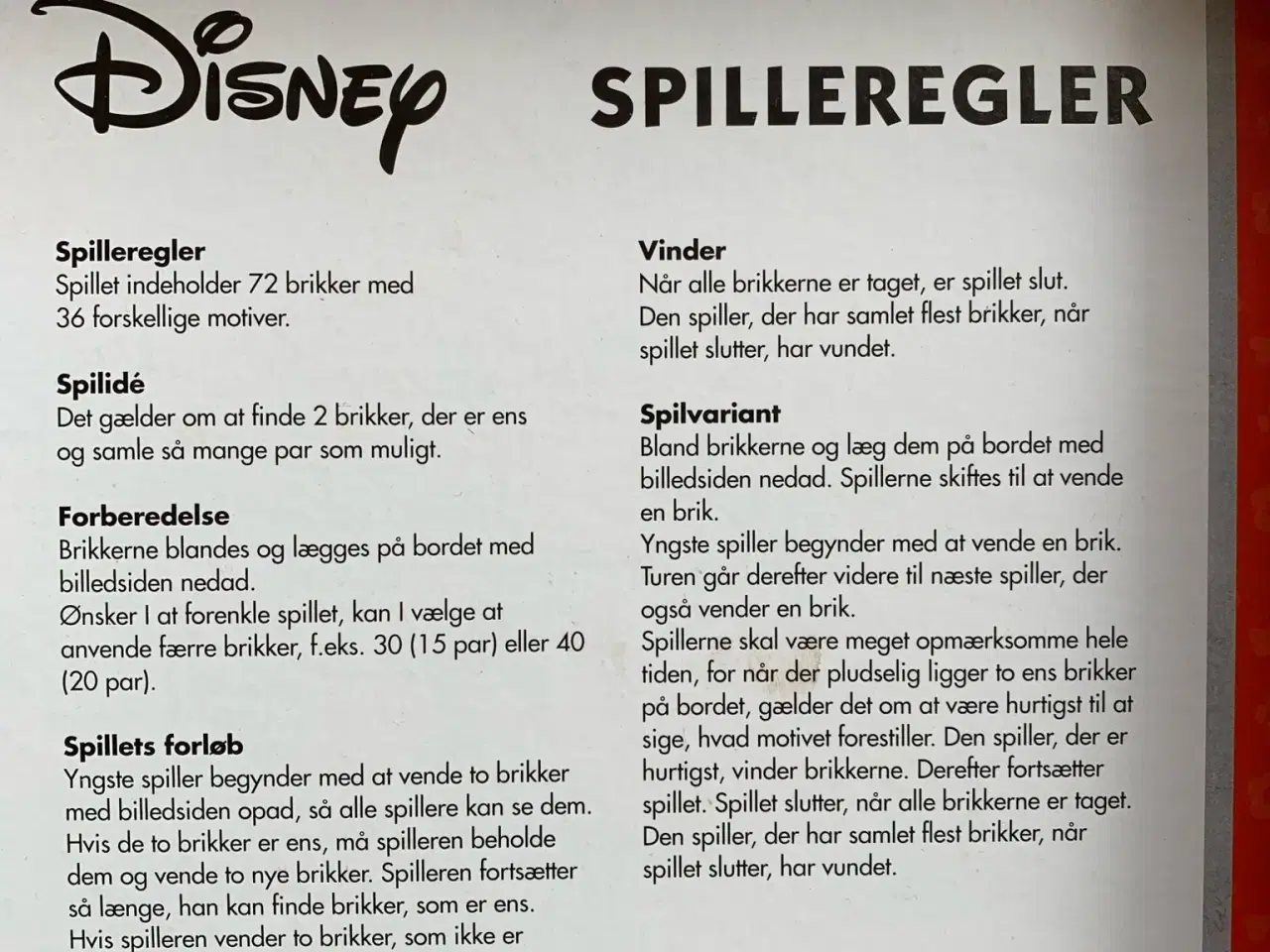 Billede 3 - Disney huskespil med 72 kort