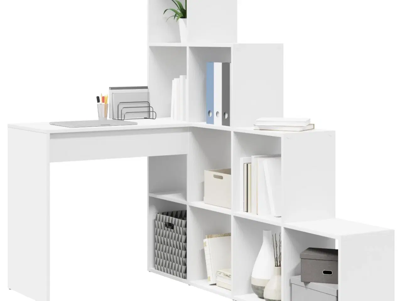 Billede 3 - Hjørneskrivebord Hvid 101,5 x 149,5 x 149,5 cm Konstrueret træ