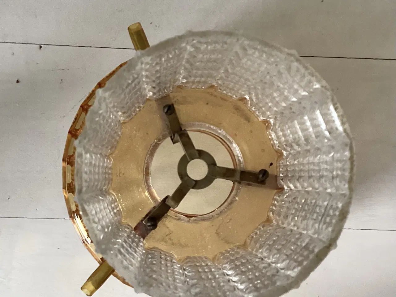 Billede 12 - Ældre “retro” loftslampe med vaffelglas 