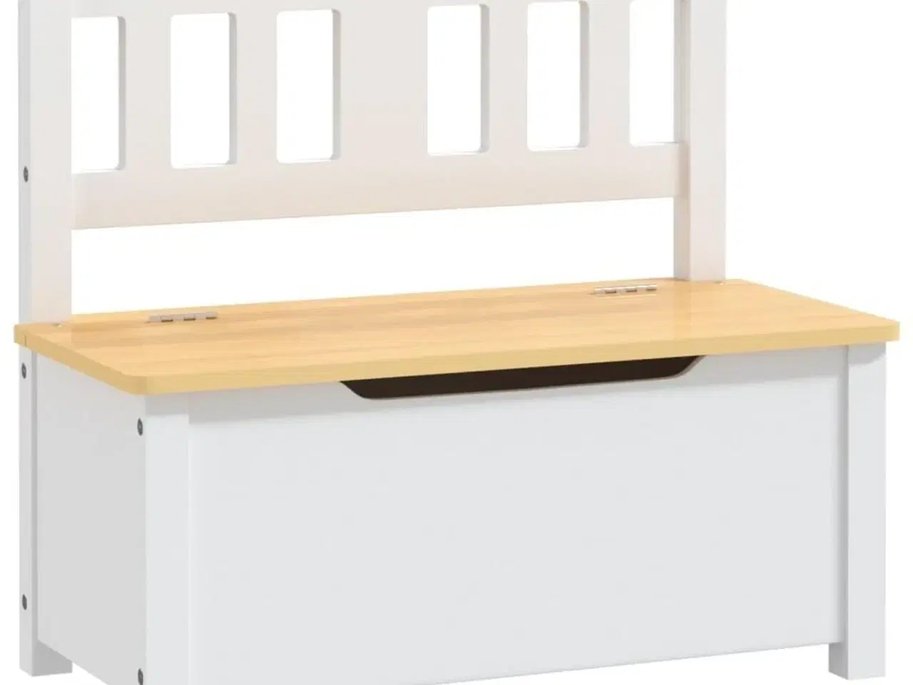 Billede 2 - Opbevaringsbænk til børn 60x30x55 cm MDF hvid og beige