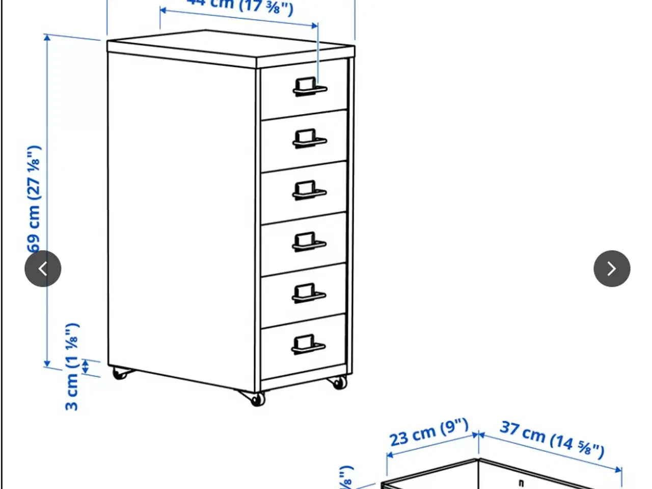 Billede 2 - HELMER Skuffeelement med hjul, sort, 28x69 cm