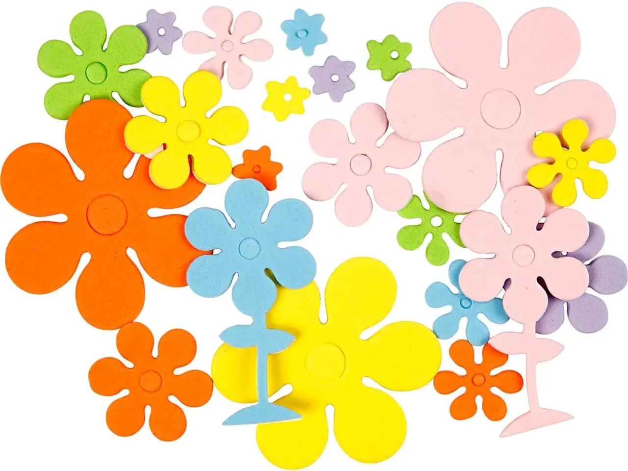 Billede 1 - Mosgummiblomster, str. 10-60 mm, tykkelse 2 mm, ass. farver, 100ass./ 1 pk.