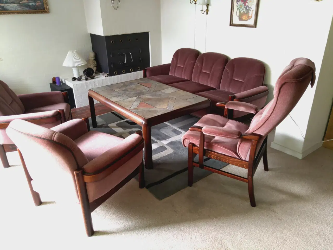 Billede 1 - Sofagruppe med sofa, stole, bord