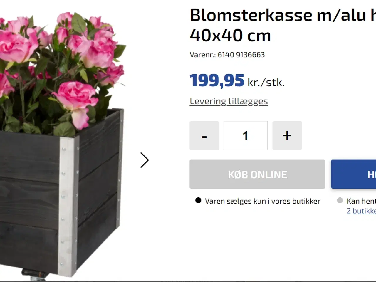 Billede 1 - 3 x Blomsterkasser på hjul 40 x 40 cm (nye)