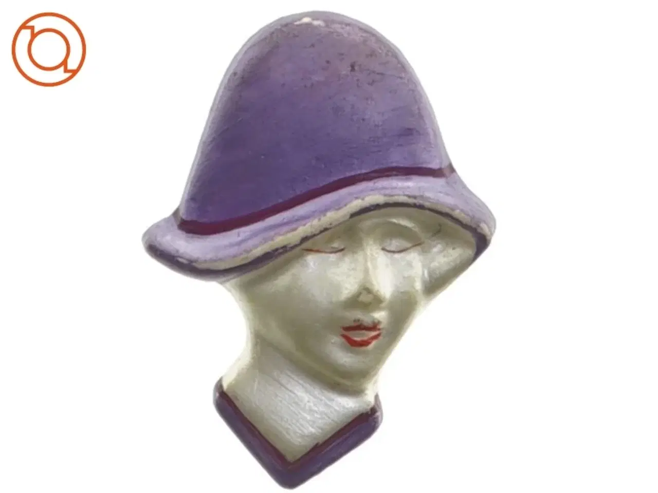 Billede 1 - Art Deco Damehoved med Hat Broche fra Knorr (str. 5 x 4 cm)