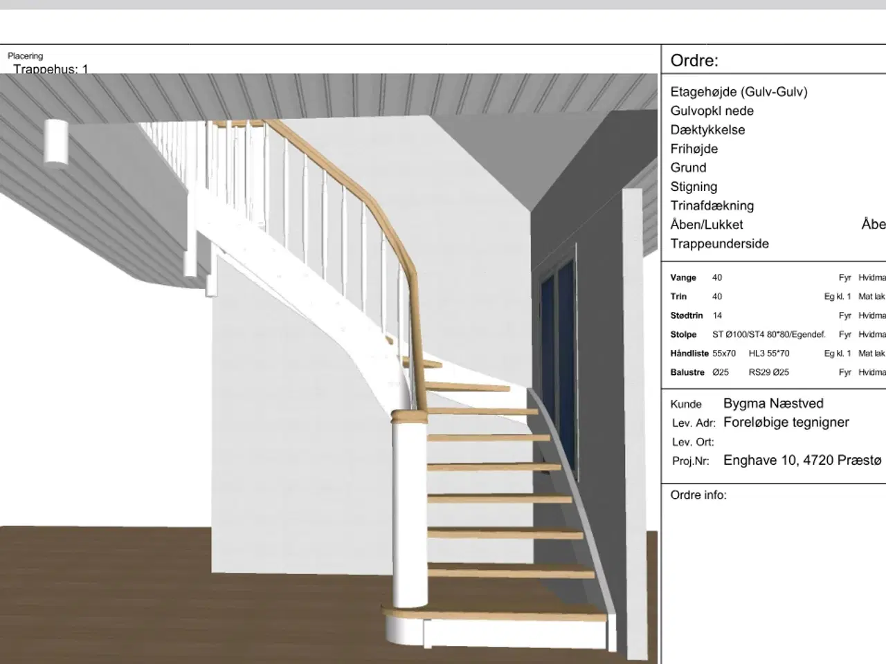 Billede 2 -  ¼-svingstrappe med trin og håndlister