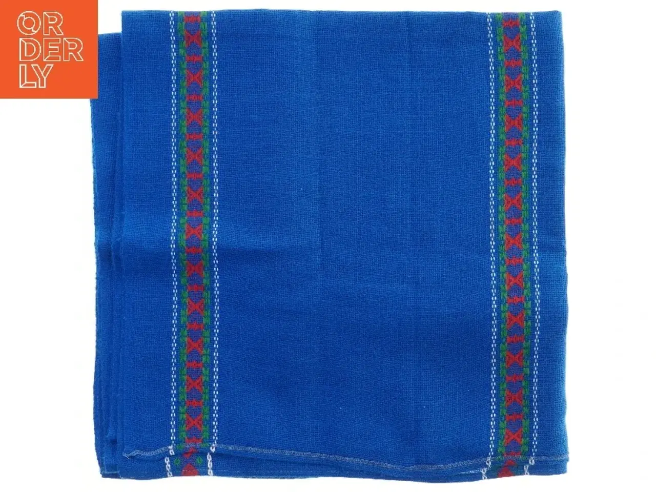 Billede 1 - Blåt bomuldsdug med mønster (str. 180x92 cm)