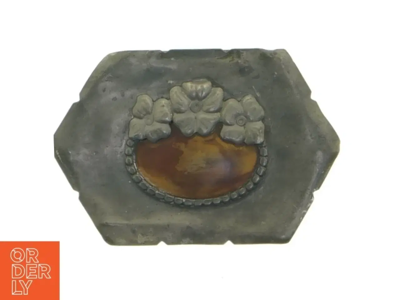 Billede 1 - Antik Tin æske med Skildpadde skjold (str. 9 x 6 x 2 cm)