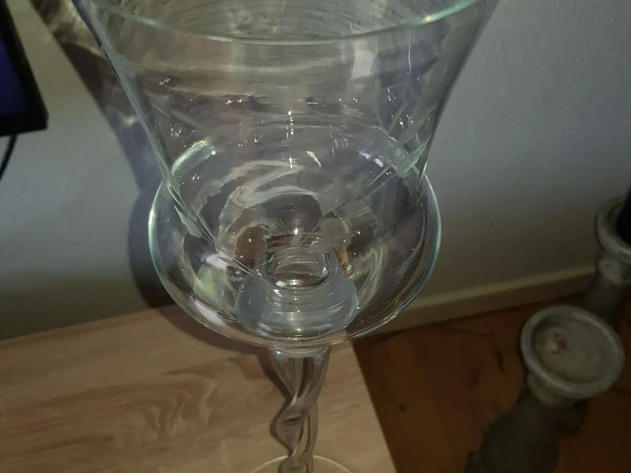 Billede 1 - Klar glas vase, lysetage