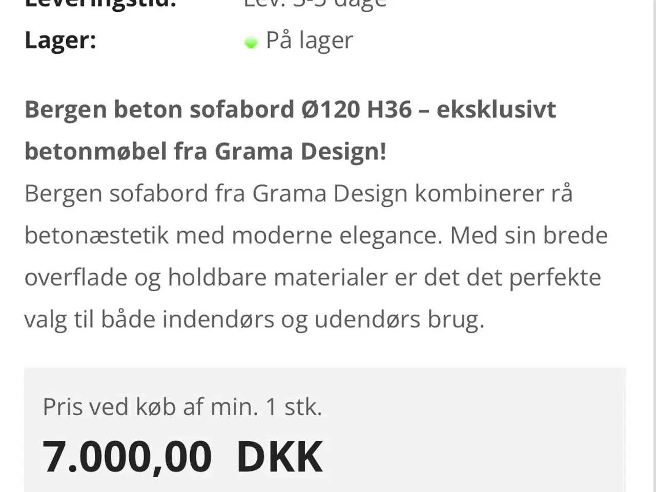 Billede 2 - Helt ny Bergen sofabord ny pris 7000 