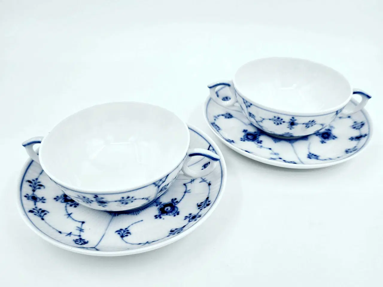 Billede 12 - Musselmalet Riflet Bouillonkop & Underkop 